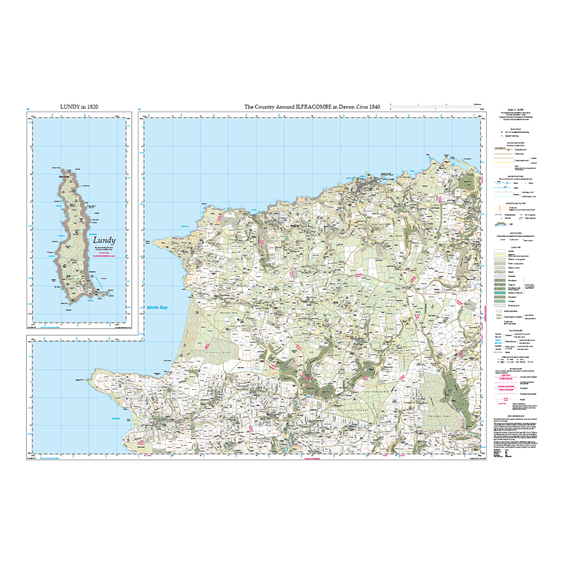 A Map of Ilfracombe and Lundy in 1840